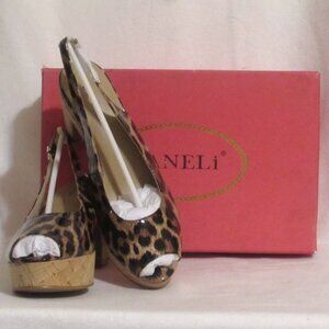 NEW Ladies VANELI Leopard Patent Leather Heels Shoes 8 1/2 M 8.5 M Orig $175